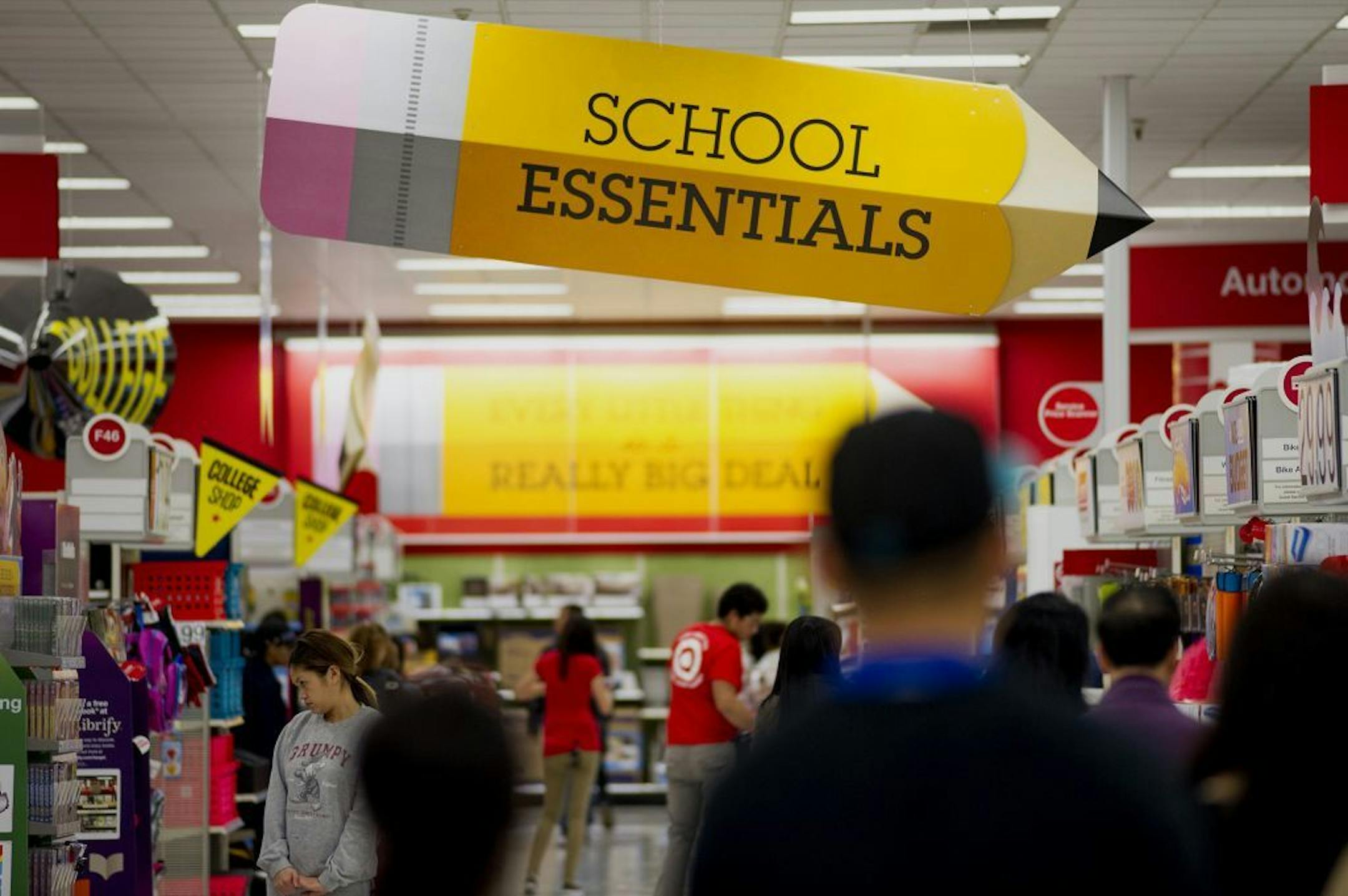 Customers shop for school supplies at a Target store in 2014. In Minnesota, those supplies are eligible for a state tax refund through the K-12 education credit.