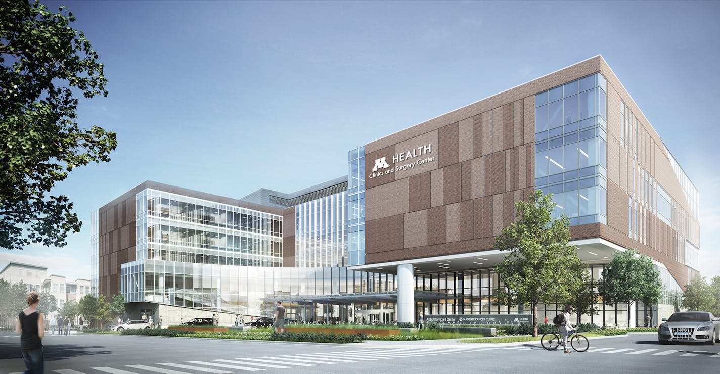 the U of M's new Ambulatory Care Center, which is to be completed about a year from now. Credit should by University of Minnesota Physicians/Cannon Design.