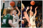 Crosby-Ironton's Tori Oehrlein (left) and Maddyn Greenway are headed toward 3,000 points, with a threat they'll both hit that mark in the same game Tu