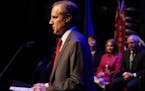 Secretary of State Steve Simon spoke after taking the oath of office at the Fitzgerald Theater in St. Paul, Minn. ] ANTHONY SOUFFLE &#x2022; anthony.s