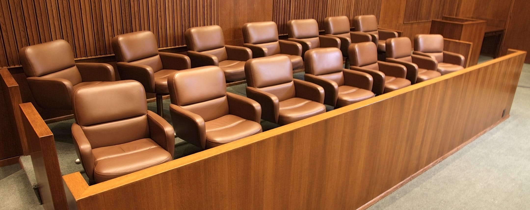 iStockphoto.com
A courtroom jury box.