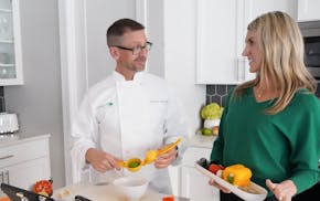 Launch My Health culinary director Jeremy Reinicke and nutritionist Megan Green in an on-demand cooking class offered by the Minneapolis-based workpla