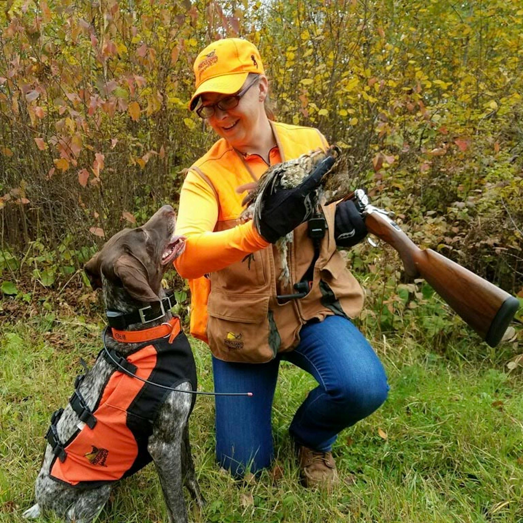 Schrenkler, with Wren, her German shorthair pointer.