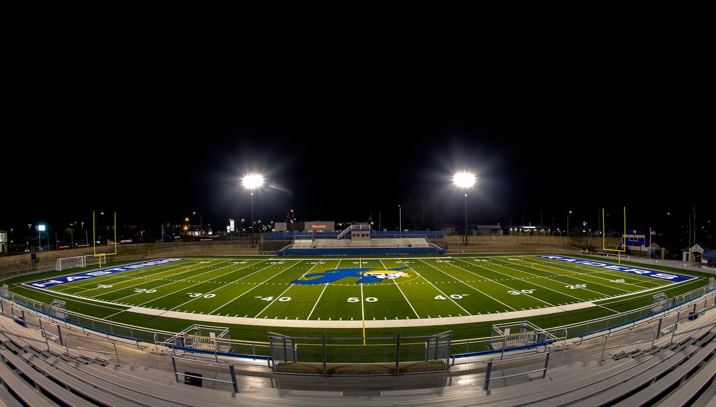 The lights were turned on at McNamara Stadium / Todd Field in Hastings, Minn. to honor kids not being able to attend school.