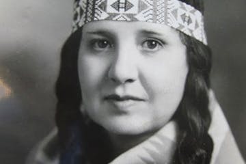 Here's a portrait of artist Mary Sully as a young Dakota woman. She was born Susan Mabel Deloria on the Standing Rock Reservation.