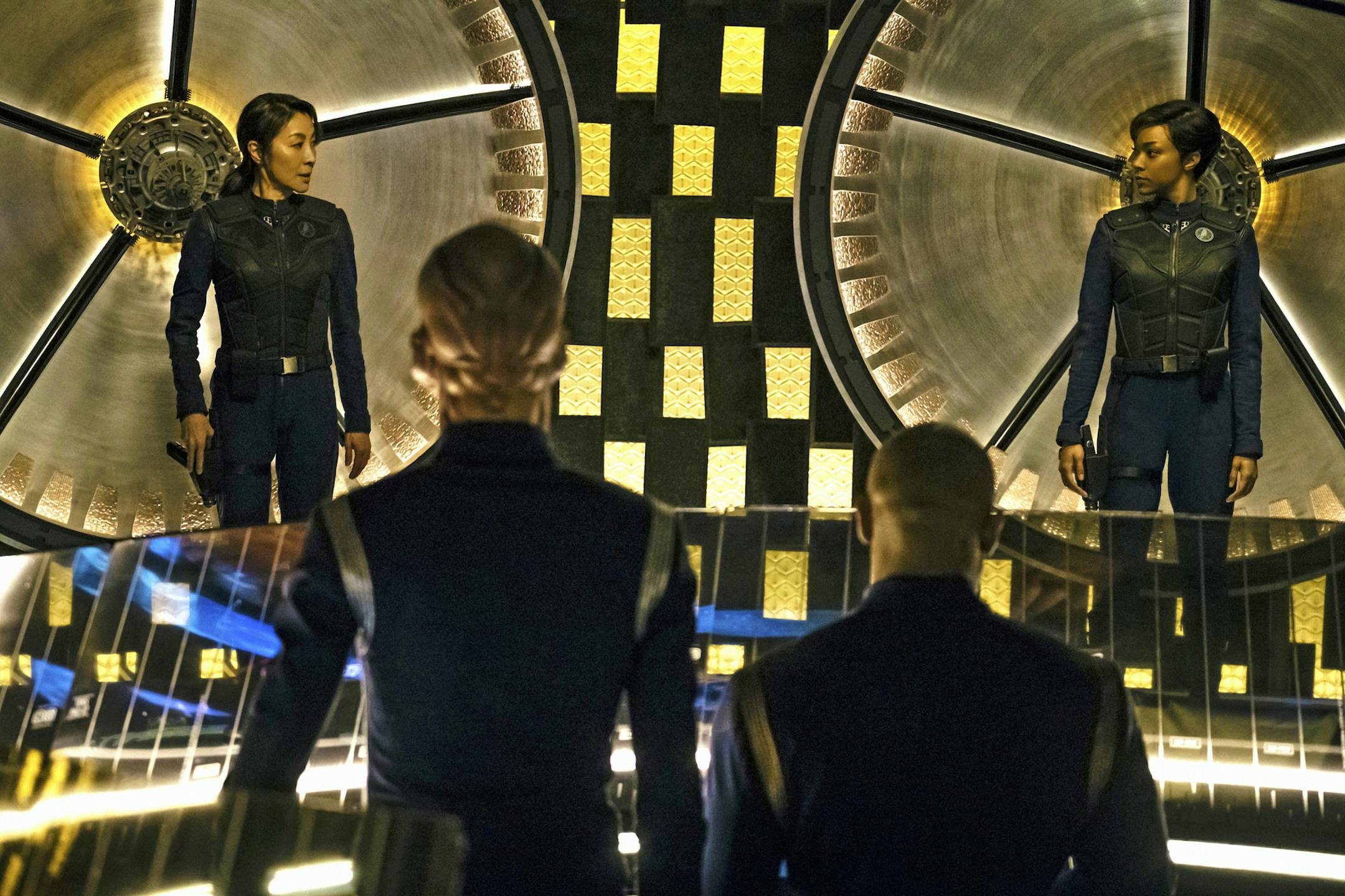 Michelle Yeoh, left, as Captain Philippa Georgiou, and Sonequa Martin-Green, as First Officer Michael Burnham, star in "Star Trek: Discovery."