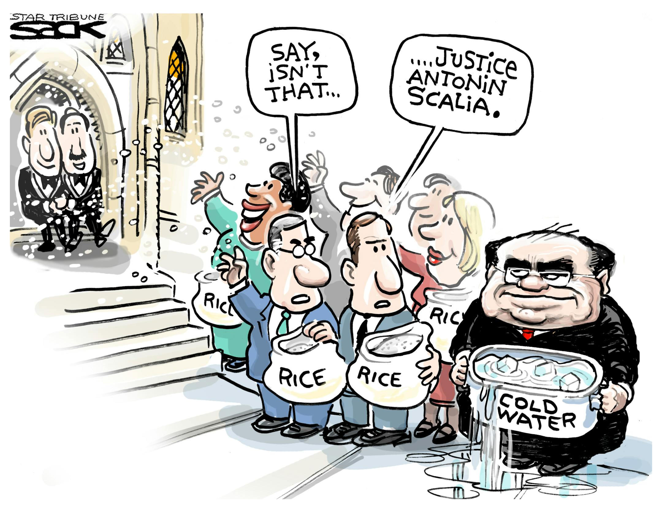 Steve Sack editorial cartoon for Dec. 17, 2012. Topic: U.S. Supreme Court Justice's Antonin Scalia's inflammatory comments about same-sex marriage.