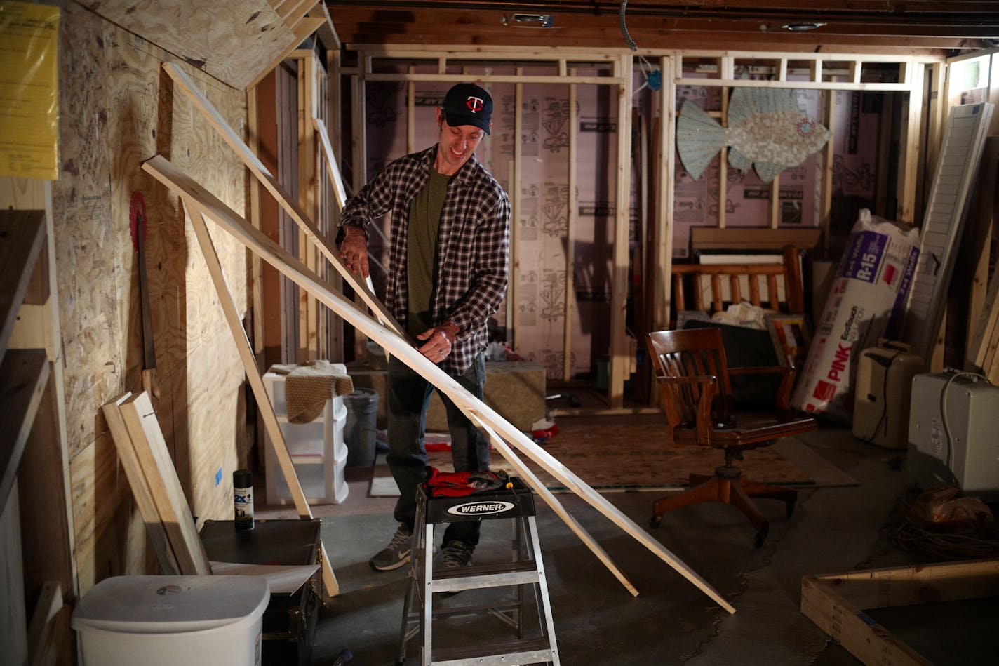 Andy Gibbs works on finishing his basement. Stacey and Ardy Gibbs just bought their second house in Richfield. It wasnt easy. After looking at 25 houses, getting outbid on two, they beat four other buyers to on their house on Logan Avenue in Richfield.