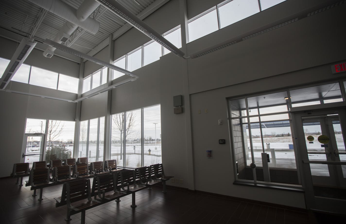 The lobby at the Shakopee Marschall Road Transit Station photographed on Wednesday, January 21, 2015 in Shakopee, Minn. ] RENEE JONES SCHNEIDER &#x2022; reneejones@startribune.com