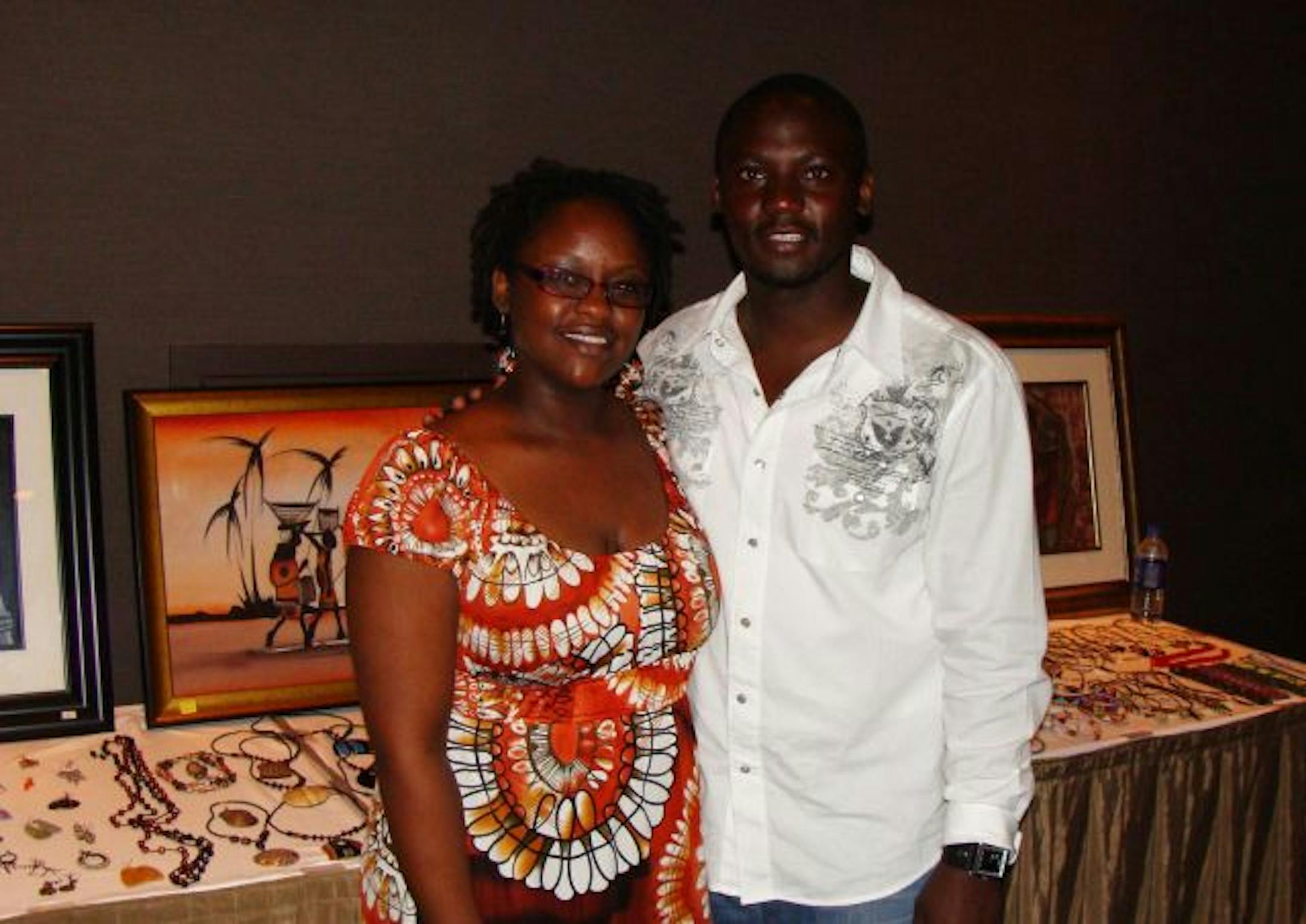 Isabel Omolo and Naftali Kokiro, from Otsego with their Gallery Afriq jewelry (www.galeryafriq.com).