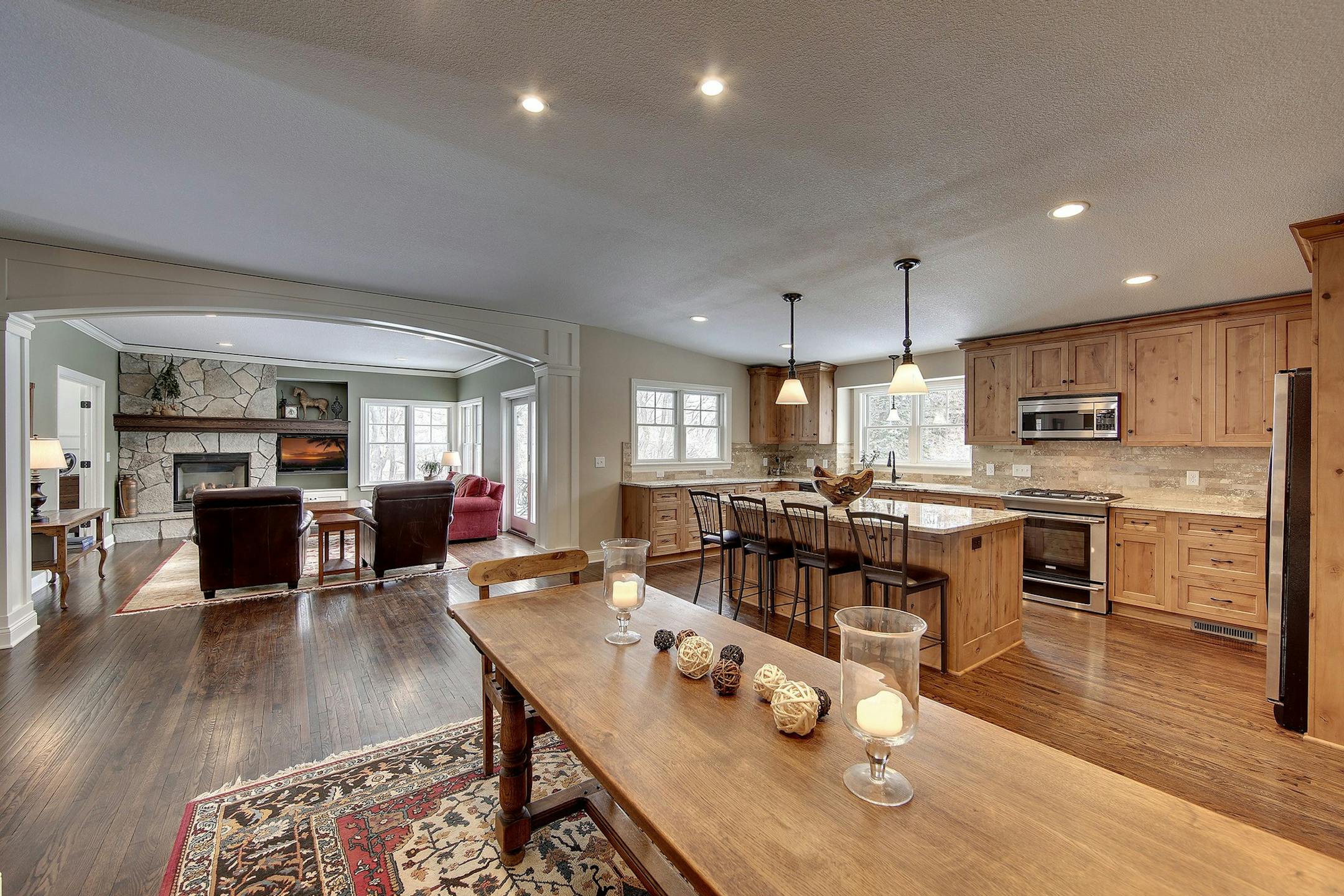 Spacecrafting Kitchen and family room, house in Deephaven