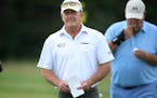 Fred Funk walked off the fifth green during the EMC Pro-Am competition at the Tournament Players Club Wednesday August 2, 2017 in Blaine, MN.