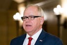 Gov. Tim Walz, seen in 2019, is requesting additional law enforcement resources and seeking more funding as Derek Chauvin’s trial wraps up.