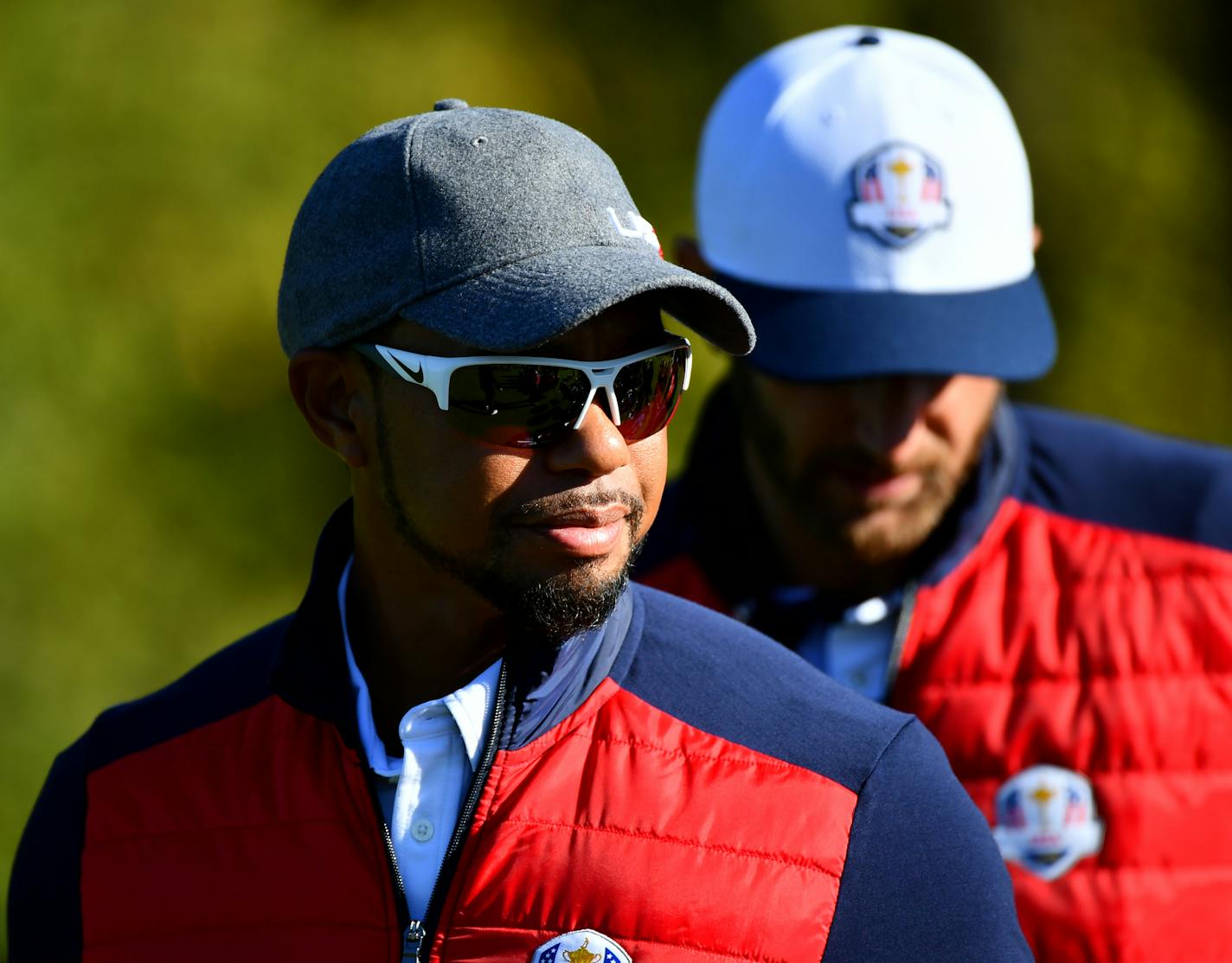 Team USA Vice Captain Tiger Woods was with the team during their photo shoot Tuesday. ] (AARON LAVINSKY/STAR TRIBUNE) aaron.lavinsky@startribune.com Team USA and Team Europe practiced for the Ryder Cup at Hazeltine National Golf Club on Tuesday, Sept. 27, 2016 in Chaska, Minn.