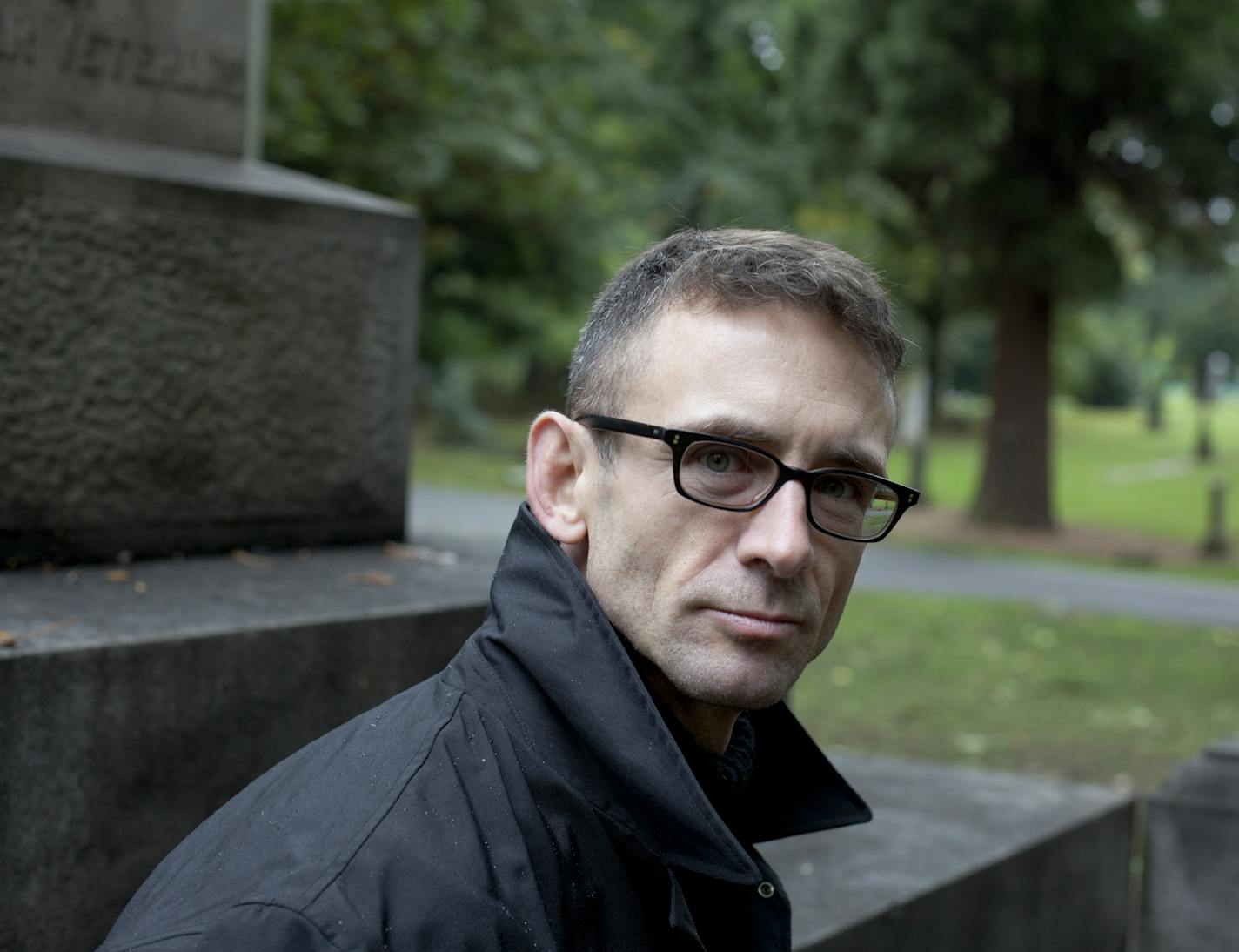 Chuck Palahniuk in Portland, Oregon. (cemetary is Lone Fir Cemetary) Image &#xa9; Tim LaBarge