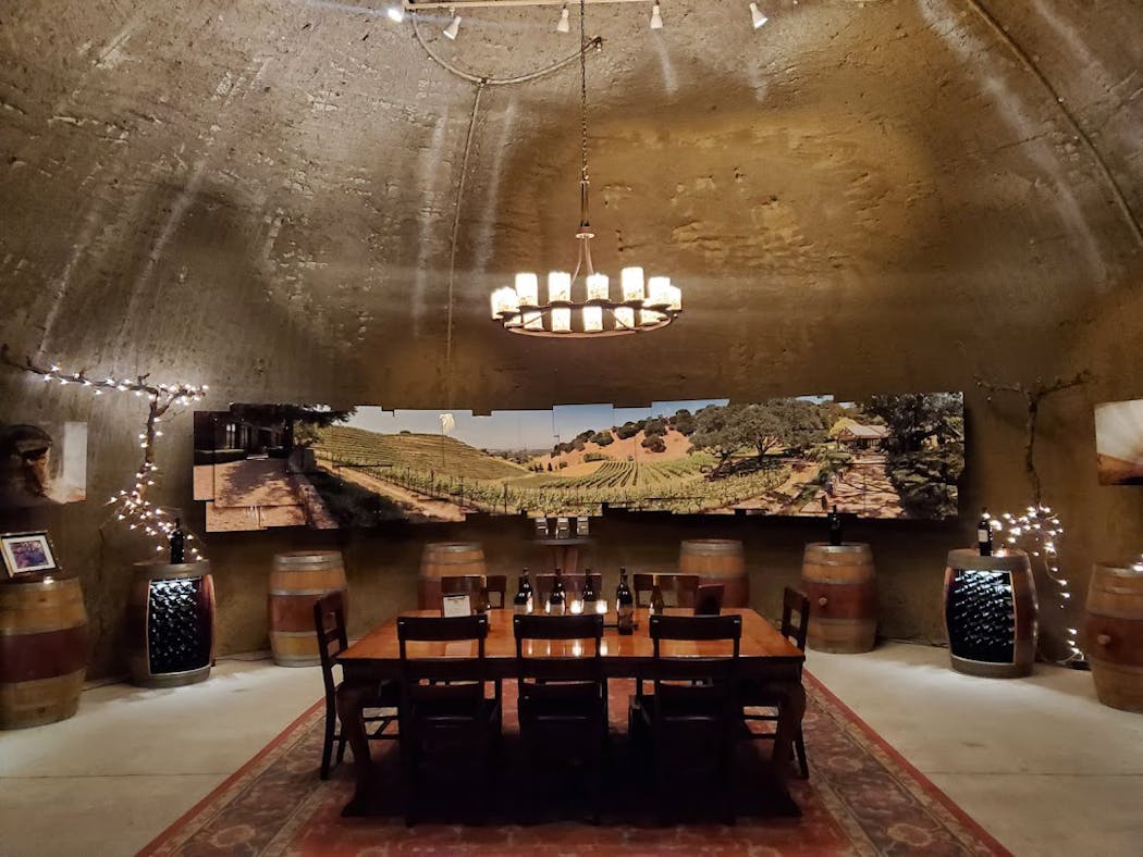 Subterranean tasting room at Porter Family Vineyards.
