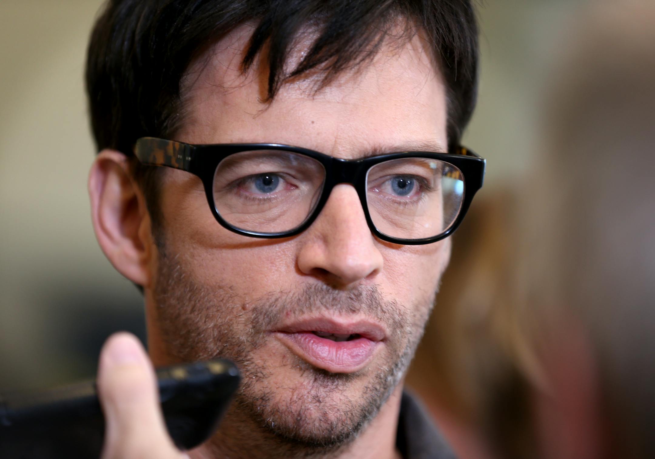 American Idol judge Harry Connick, Jr. talks to local media at the Minneapolis Convention Center to judge the local American Idol XIV auditions on Wednesday, September 24, 2014. ] LEILA NAVIDI leila.navidi@startribune.com /