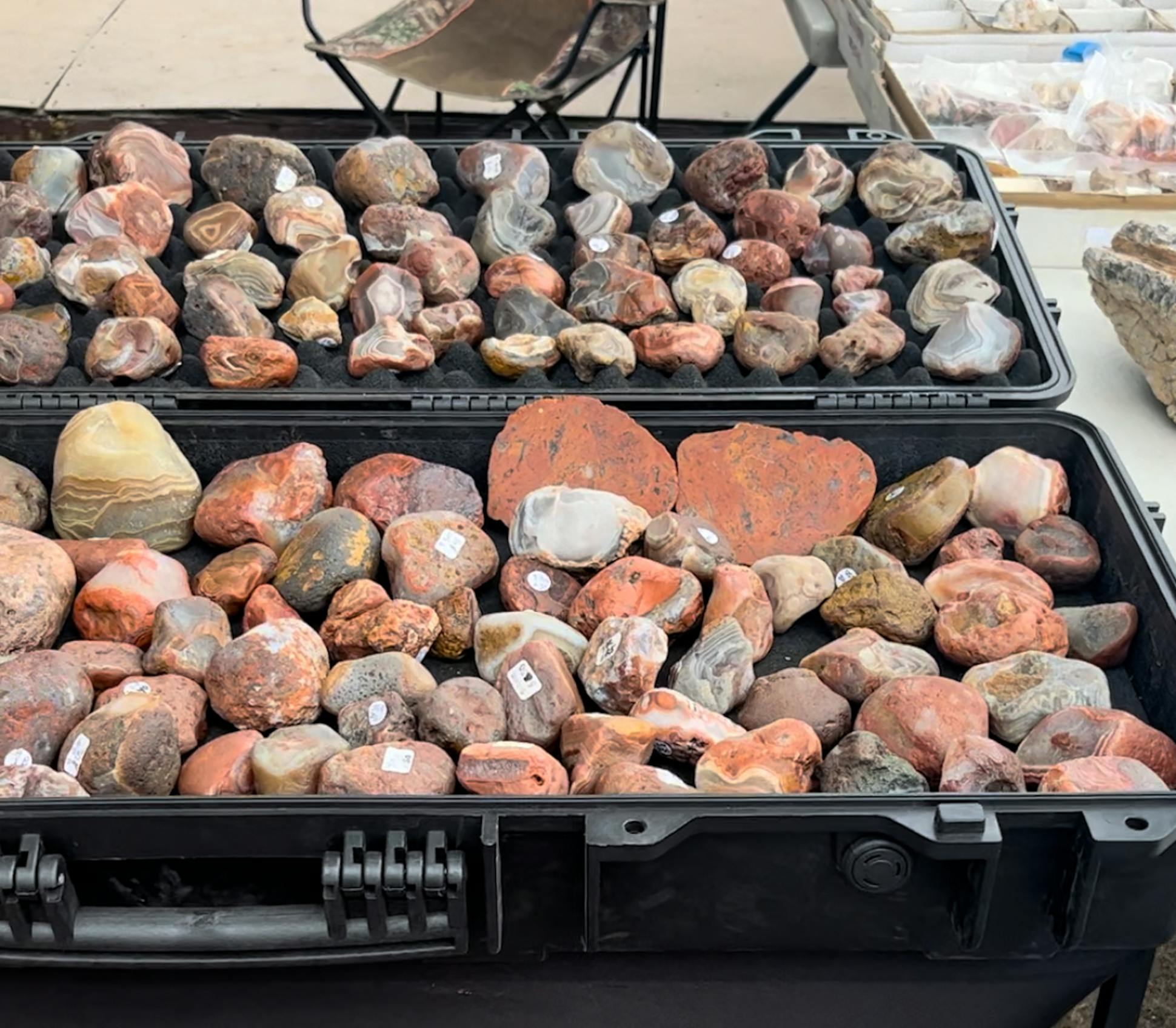 Thousands of agates are for sale at the Agate Days festival in Moose Lake, Minn.