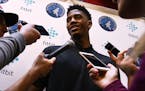 Jarrett Culver speaks with media on his first official day with the Timberwolves during NBA Summer League at Thomas and Mack Center in Las Vegas, Neva