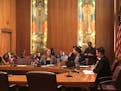 St. Paul City Council Members Samantha Henningson and Rebecca Noecker and Council President Amy Brendmoen spoke before a meeting on the citywide minim