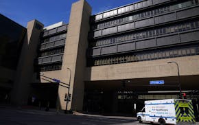 An ambulance arrived at Hennepin County Medical Center Tuesday.