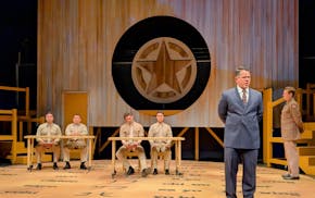 Rich Remedios, forefront on the right, plays a Japanese language instructor in "Secret Warriors," R.A. Shiomi's new play at the History Theatre in St.