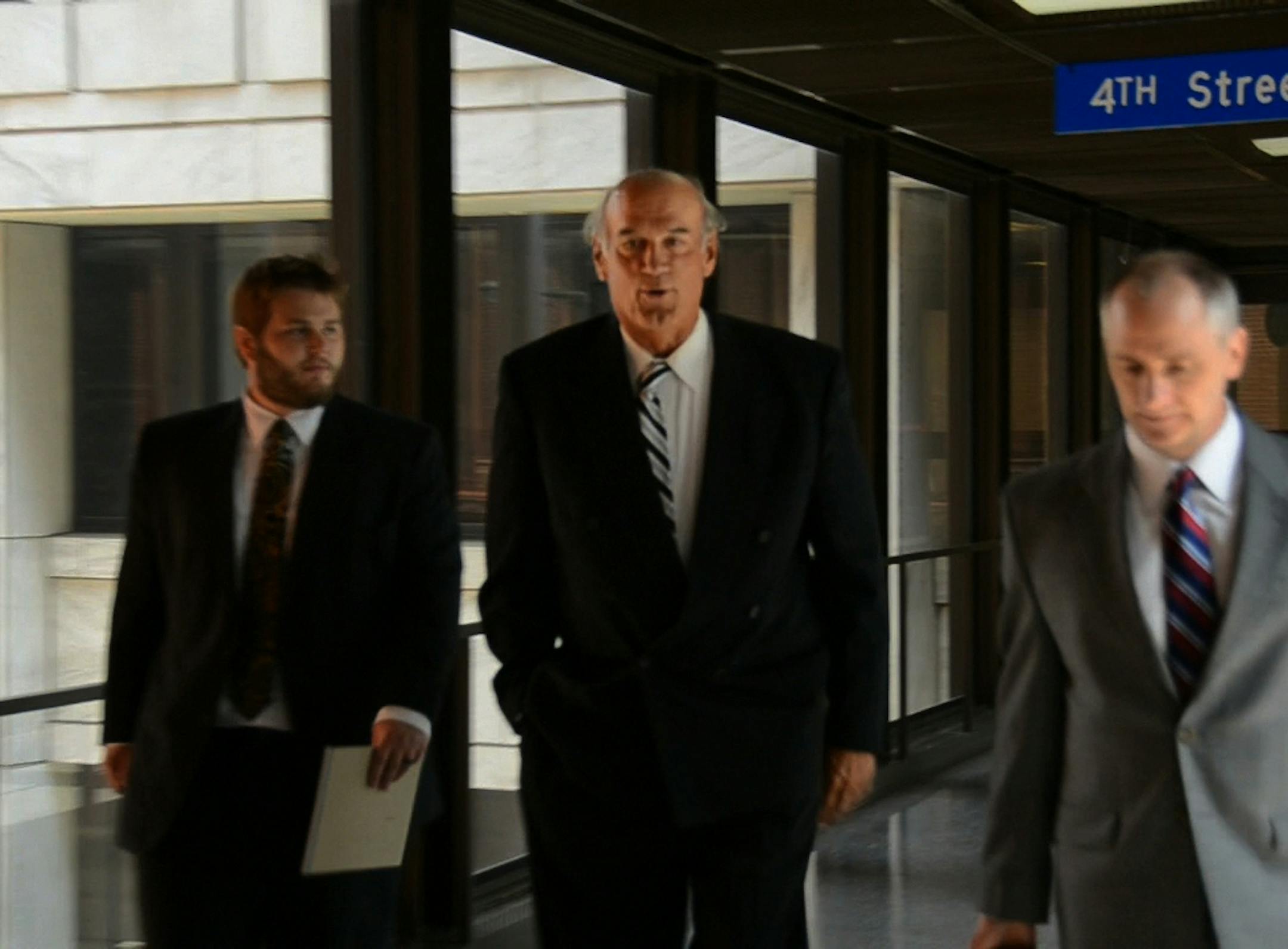 Jessie Ventura leaving the Federal Court House in St.Paul after a court appearance.