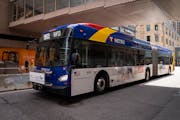 Riders boarded the Metro Transit D Line bus in downtown Minneapolis. Ridership remains strong on bus-rapid transit lines.