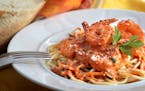 Make this Shrimpe with Spicy Roasted Red Pepper Cream for an easy, tasty and quick dinner fix. (Jessica J. Trevino/Detroit Free Press/TNS) ORG XMIT: 1
