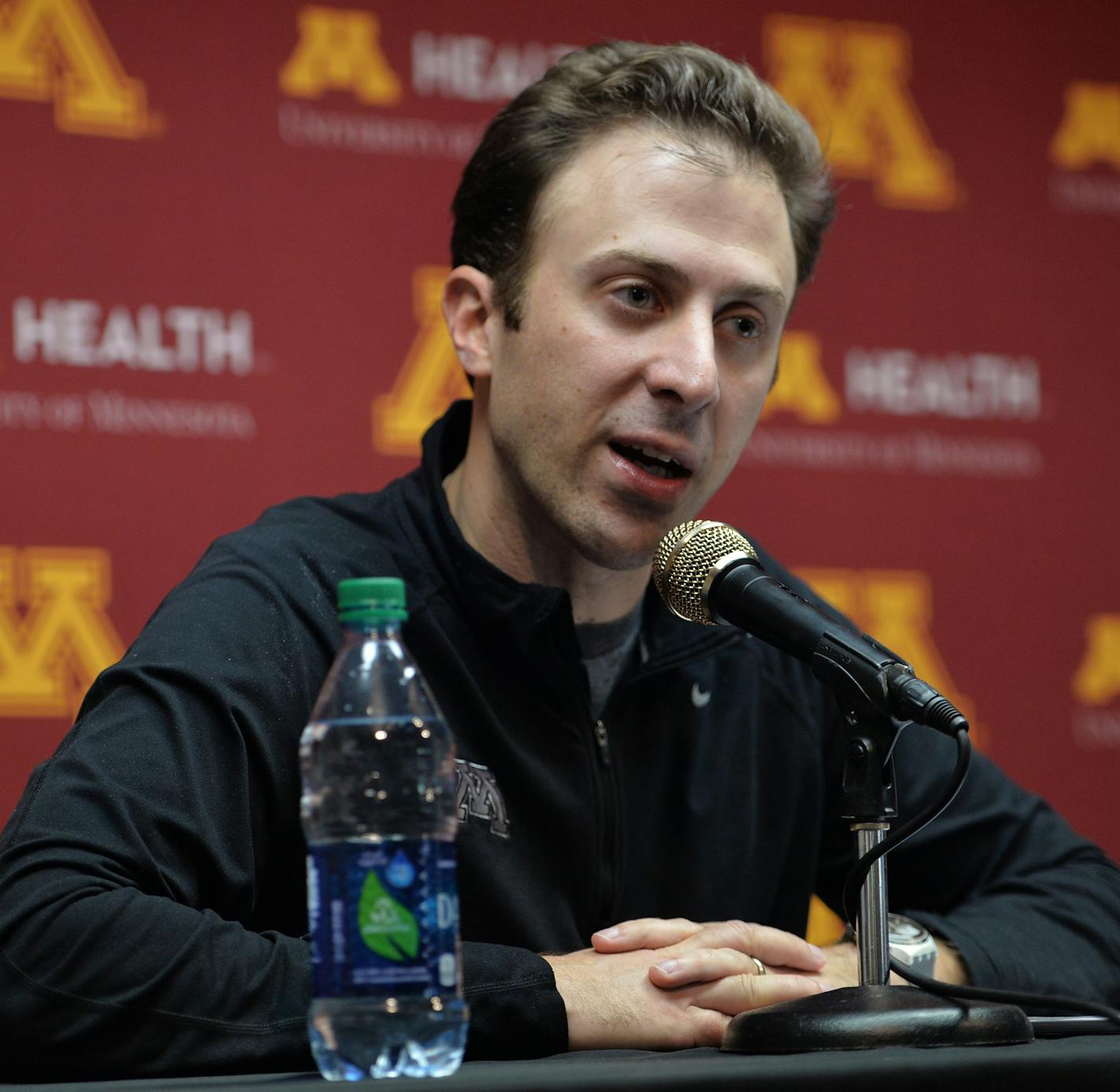 University of Minnesota men's basketball head coach, Richard Pitino, addresses the media in a press conference Friday at Williams Arena. ] (SPECIAL TO THE STAR TRIBUNE/BRE McGEE) **Richard Pitino (Minnesota head basketball coach)