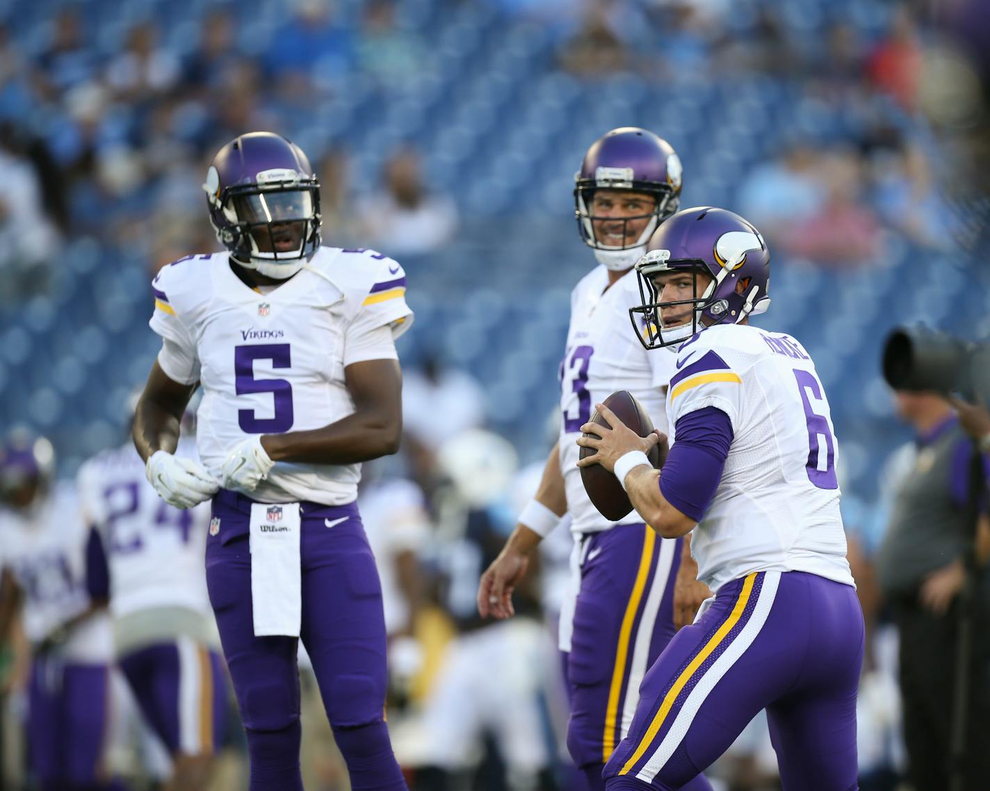 Teddy Bridgewater, Shaun Hill and Taylor Heinicke are the three quarterbacks on the Minnesota roster.