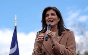 Republican presidential candidate former UN Ambassador Nikki Haley speaks at a campaign event on Feb. 19, 2024, in Camden, S.C.