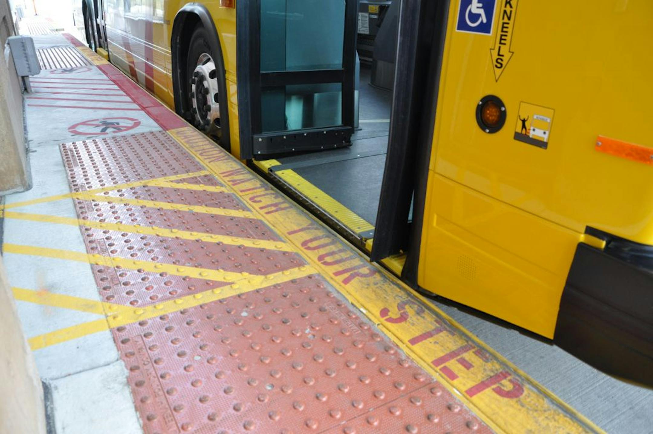 The new Cedar Avenue bus-rapid-transit buses feature level boarding, offering a similar experience to that of light rail trains.