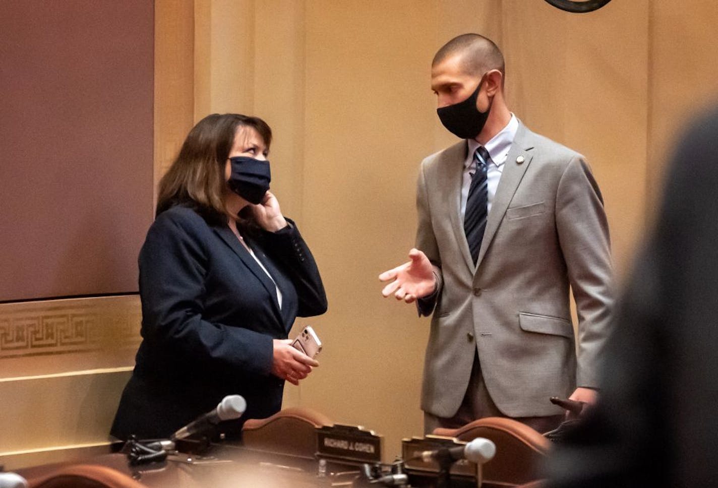 Senate Minority Leader Susan Kent, DFL-Woodbury and Senate President Jeremy Miller, R-Winona spoke before a vote on Thursday, Nov. 12. "It is outrageous and completely unacceptable that Senate DFLers were not notified of the recent COVID-19 outbreak among Senate Republicans prior to Thursday's floor session," Kent said Friday.