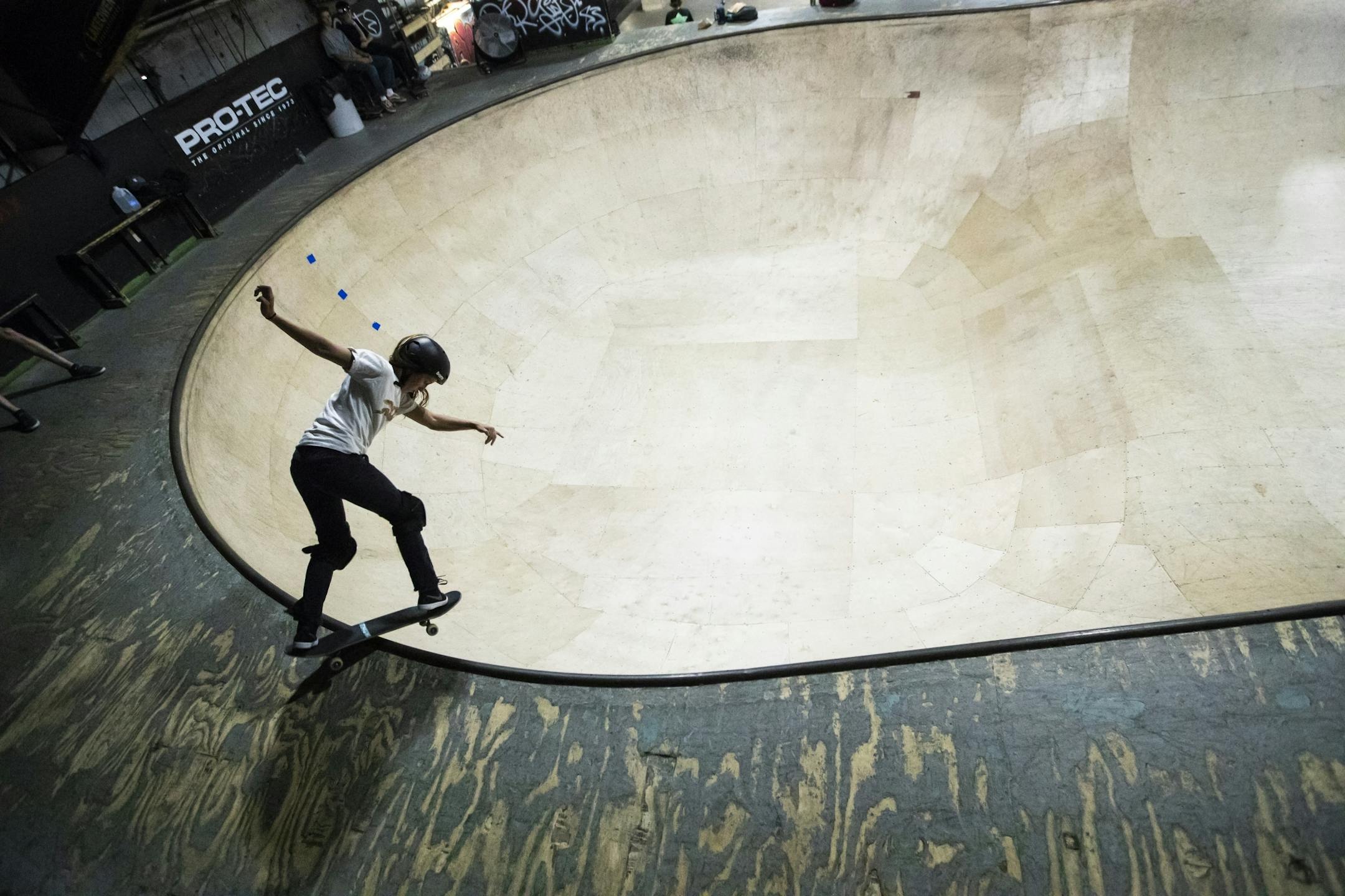 Nicole Hause of Stillwater practiced in the bowl at 3rd Lair Skate Park during a media day for the X Games on June 21, 2018, in Golden Valley, Minn.