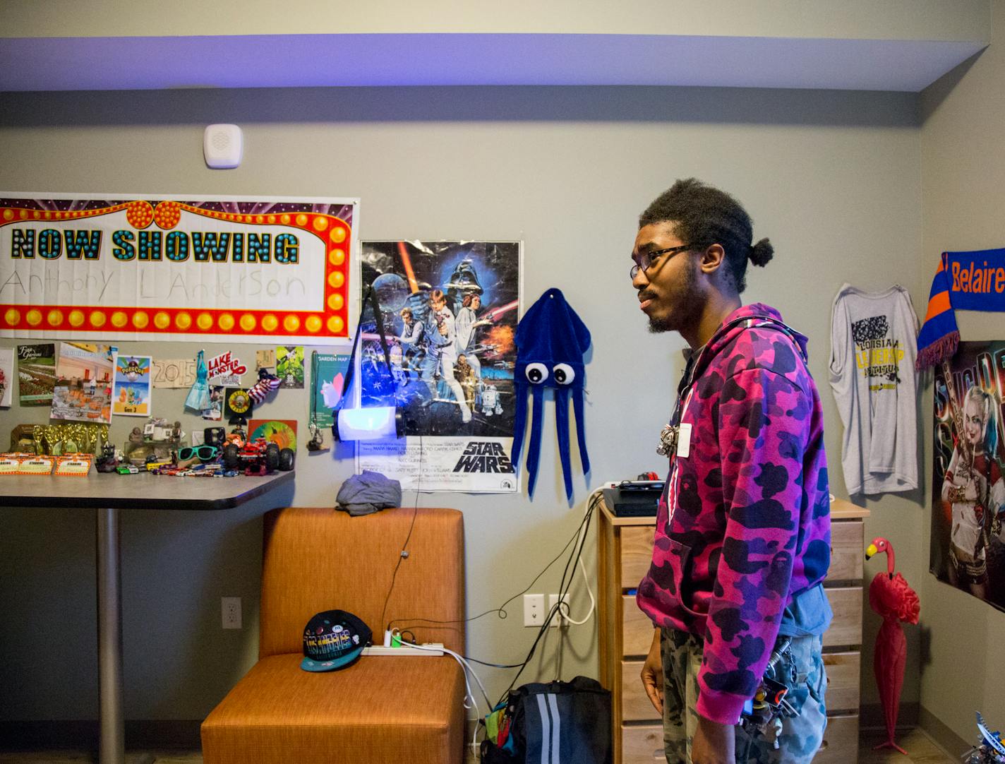 Anthony Anderson stands in his apartment at 66 West in Edina on Thursday. ] COURTNEY PEDROZA &#x2022; courtney.pedroza@startribune.com; Grand opening for 66 West Apartments; Edina, MN; exclusively for homeless youth; Aug. 3, 2017;