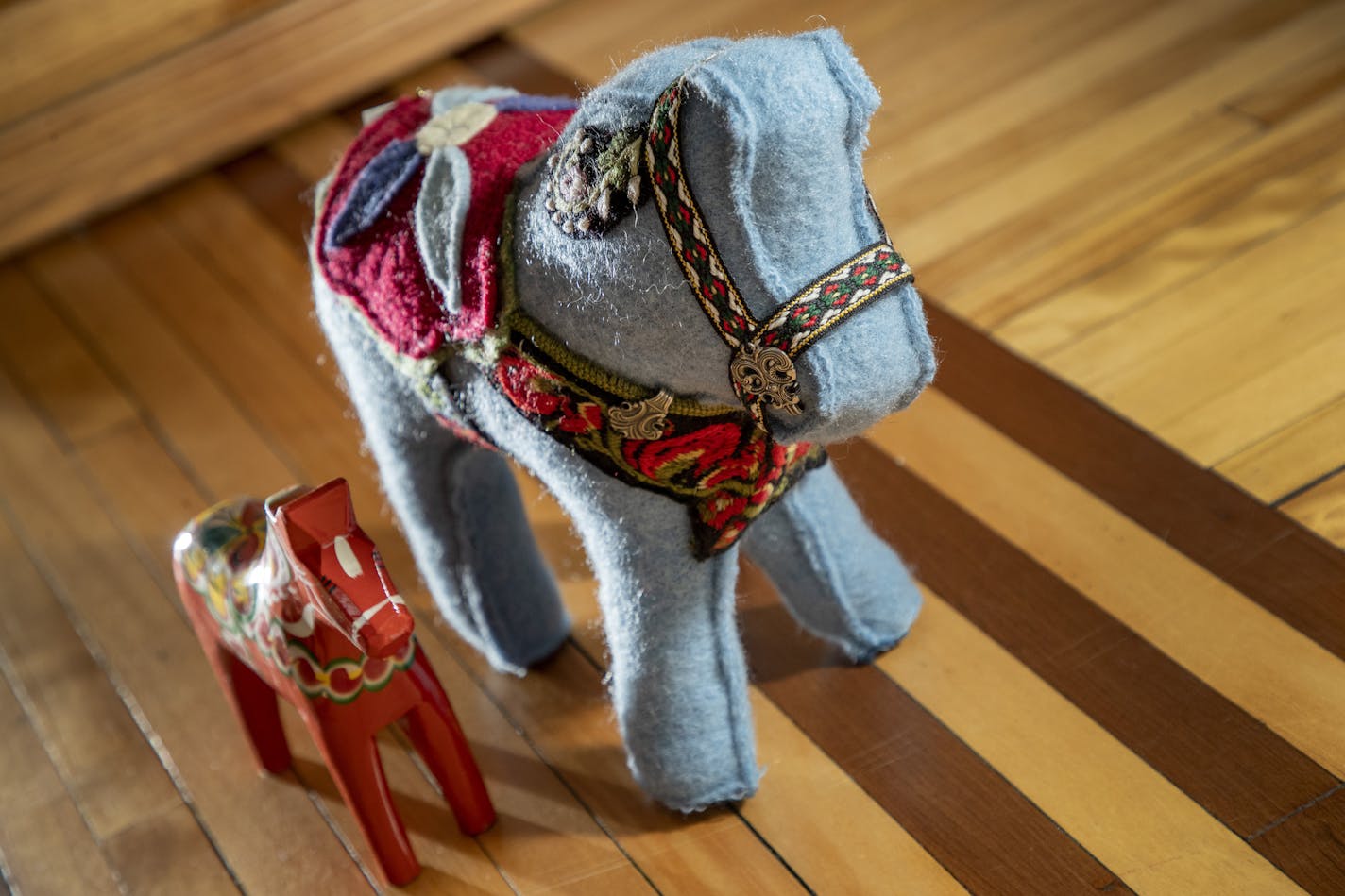 A wool Dala Horse by Steller Goods. ] CARLOS GONZALEZ &#x2022; cgonzalez@startribune.com &#x2013; Minneapolis, MN &#x2013; September 11, 2019, Julie Steller who's behind Steller Goods, a local company that makes cozy mittens, hats and purses perfect for winter.