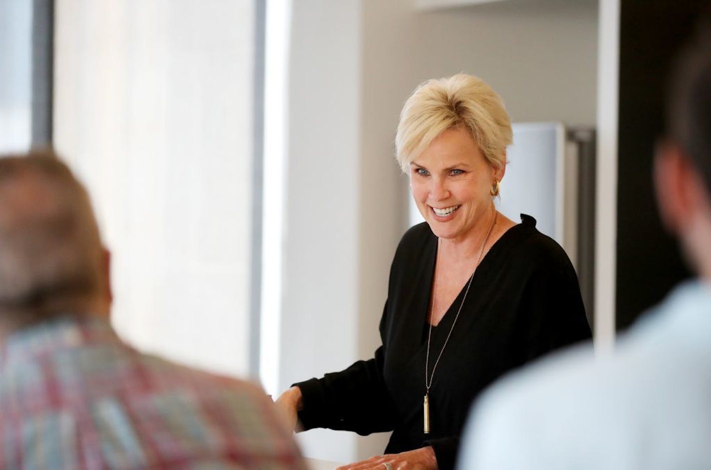 Lynne Robertson, CEO and owner of Fame, a retail marketing agency, met with employees during a lunch and learn where Robertson talked about the progress of a pro-bono campaign Fame is a part of and seen Wednesday, Aug. 1, 2018, in Minneapolis, MN.