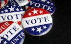 iStock Red, white, and blue vote buttons.
