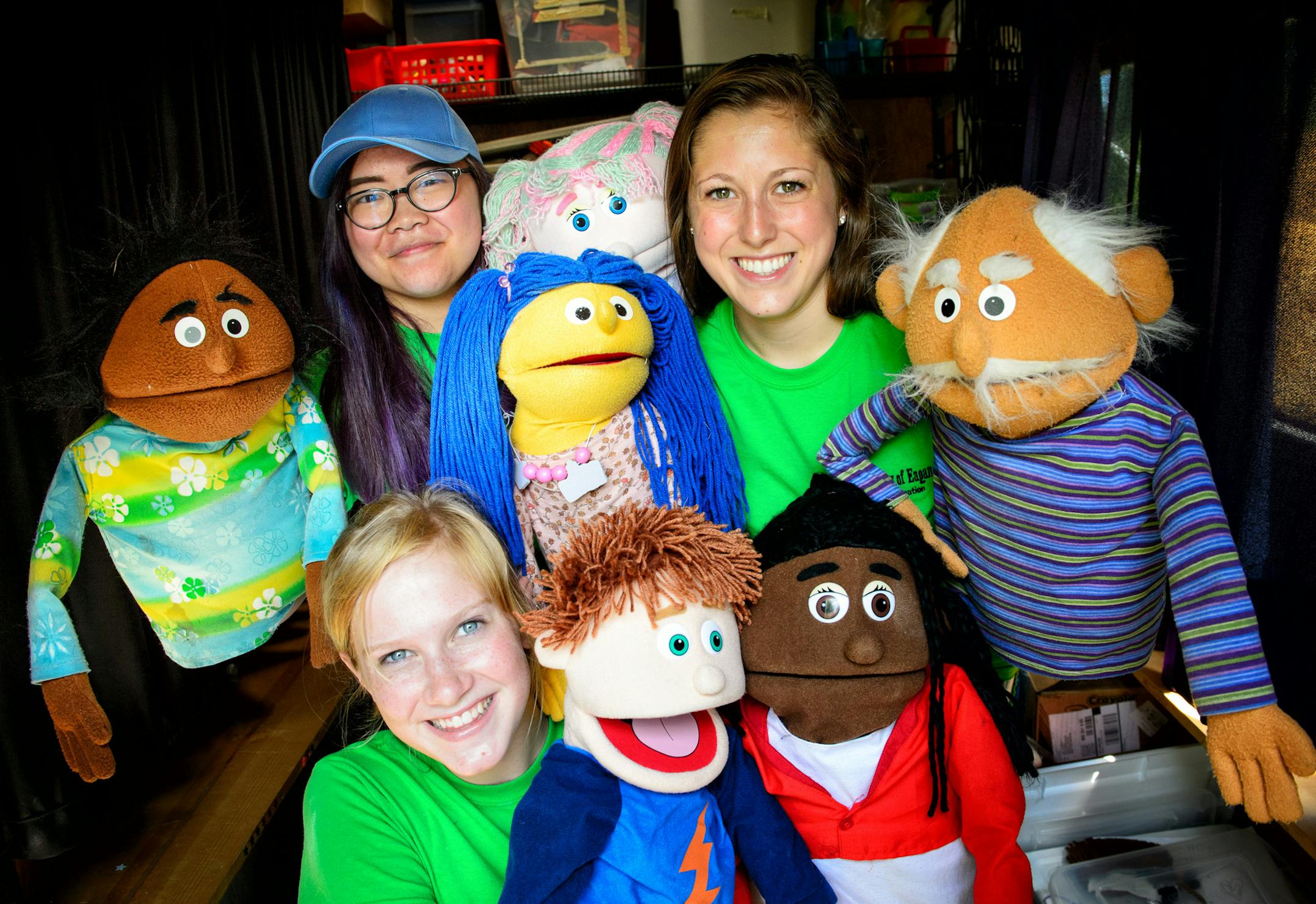 Puppeteers Peyton Banick, Lauren Wangler and Marissa Vogt put on shows for more than 1,000 kids and adults in the first two weeks of the puppet wagon’s season.