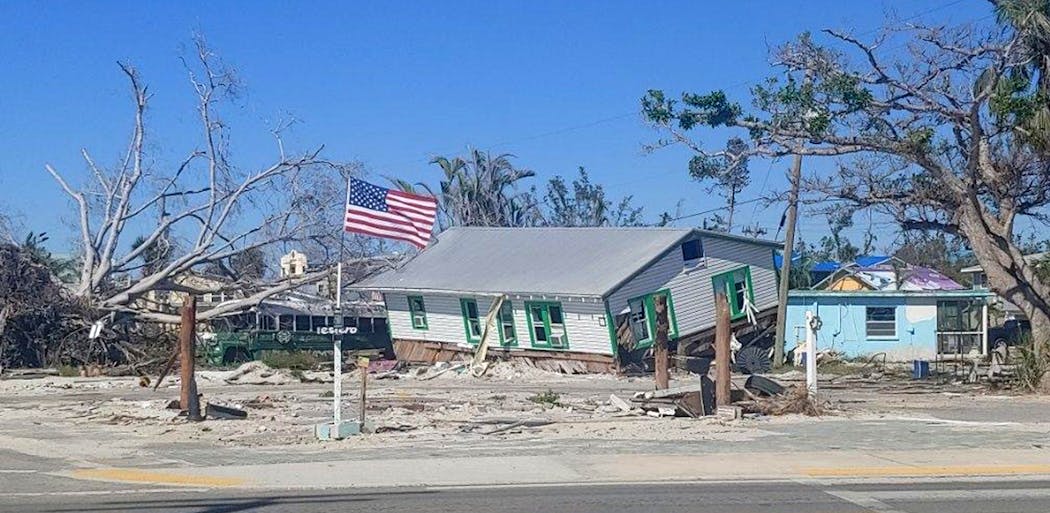 Damage is everywhere along Estero Blvd. in Fort Myers Beach, Fla.