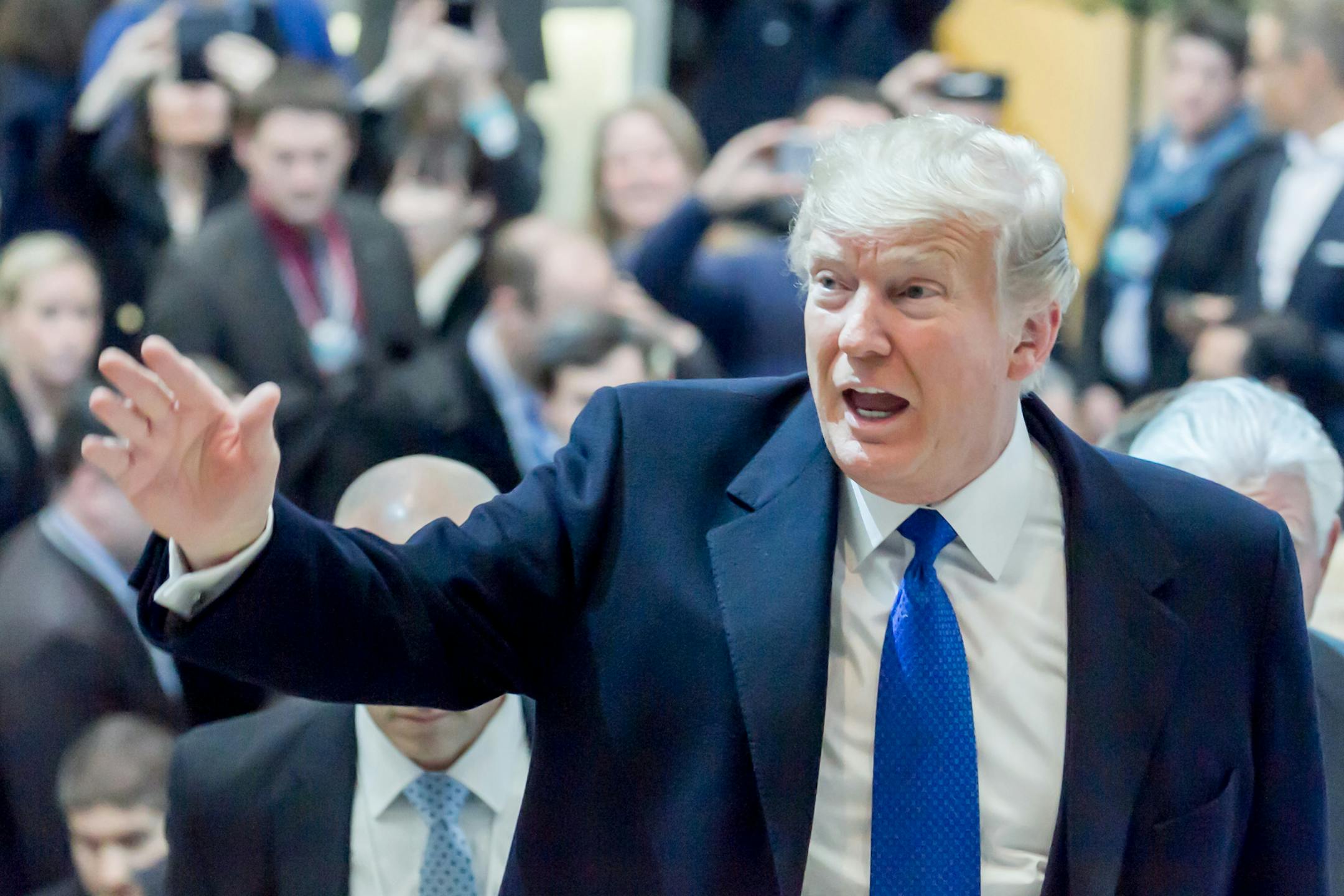 Donald J. Trump, President of the United States of America, arrives at the Annual Meeting 2018 of the World Economic Forum in Davos, Switzerland on Jan. 25, 2018. (Greg Beadle/Xinhua/Zuma Press/TNS) ORG XMIT: 1221999