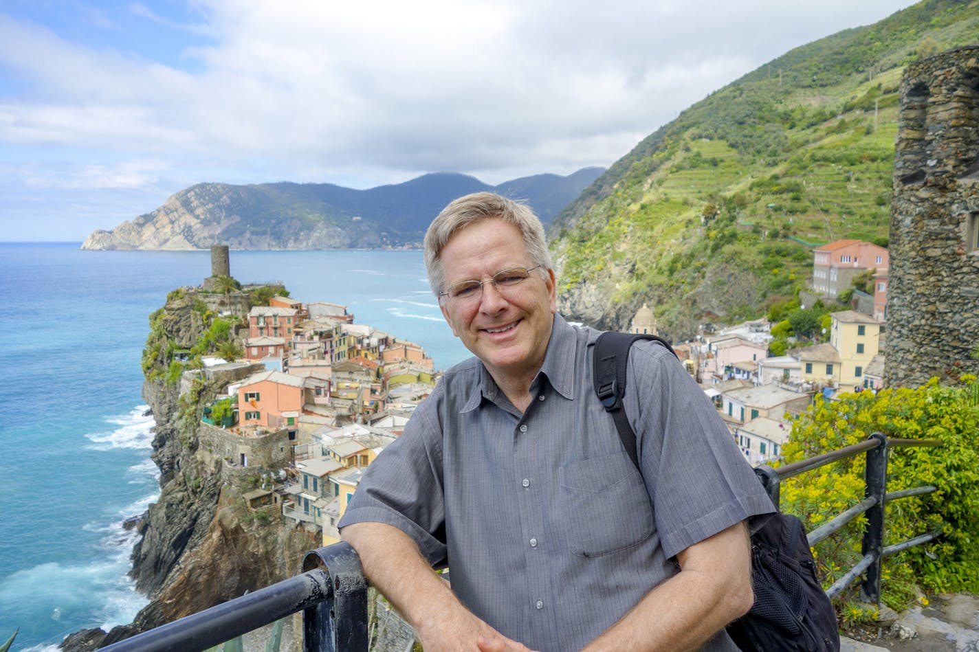 Rick Steves stops during a hike on Italy's Cinque Terre. Provided by Rick Steves' Europe.