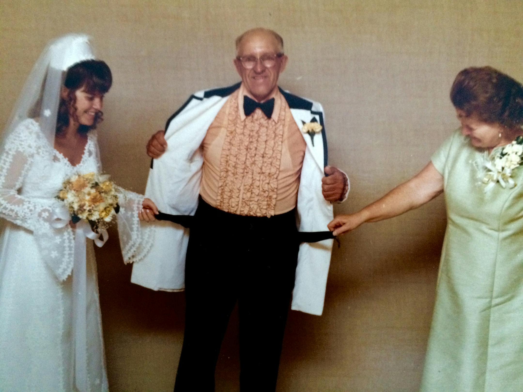 Janice Wiest Walton of Carver sent this favorite photo from her wedding in 1973."I guess his pockets were empty after paying for my wedding. Unfortunately, he passed away suddenly less than a year later, so this was one of my last pictures with him." [focus061817