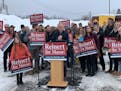 Roger Reinert (center) announced Thursday that is running for mayor of Duluth.