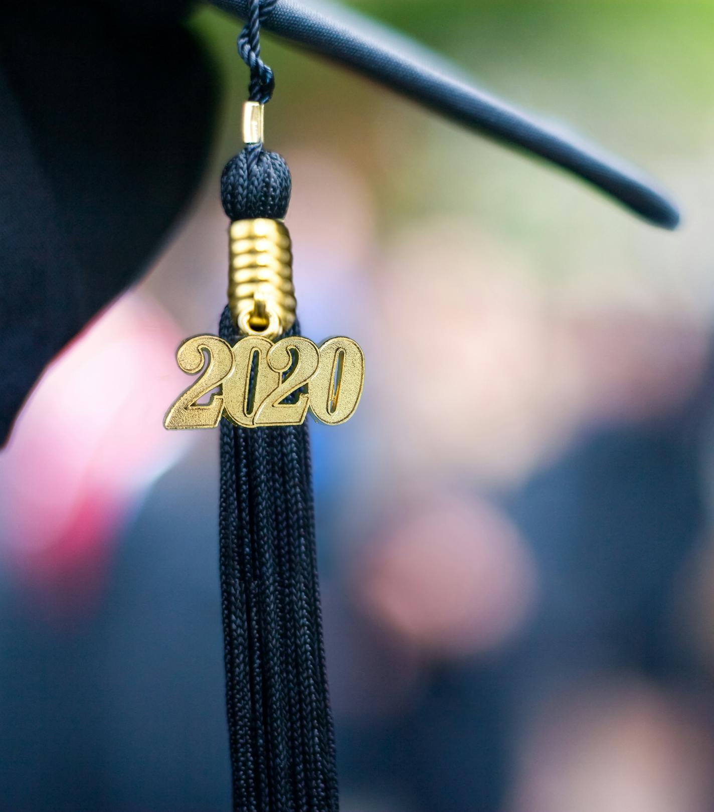 Closeup of a 2020 Graduation Tassel at a graduation ceremony.