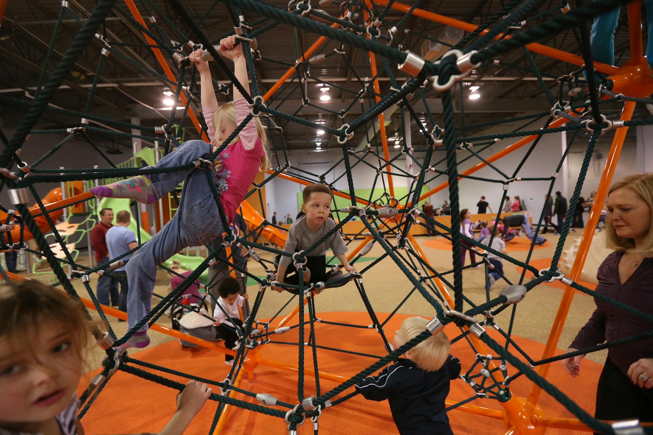 Kids climbed a dome at the Good Times Park on 12/27/13. Good Times Park, which opened this year in Eagan, is a privately owned indoor play park for kids of all ages. In a metro area where it's cold half of the year, indoor parks like Edina's Edinborough and New Brighton's Eagle's Nest have become go-to family destinations, but those are city owned and operated. Good Times' strategy to make a profit is two-pronged: It's bigger than most if not all city-run parks, with a wide variety of things to