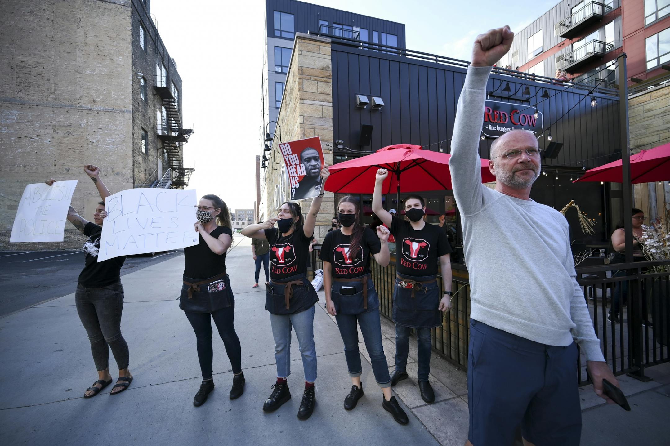Red Cow employees and patrons supported protesters with the 10K March for a Free North Saturday night.