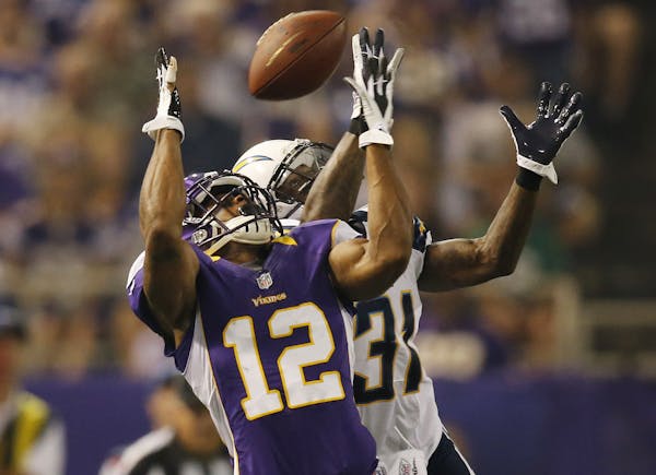 Vikings wide receiver Percy Harvin (12) was sixth in the NFL last season with 87 catches, but he needs some help from the team's young corps of receiv