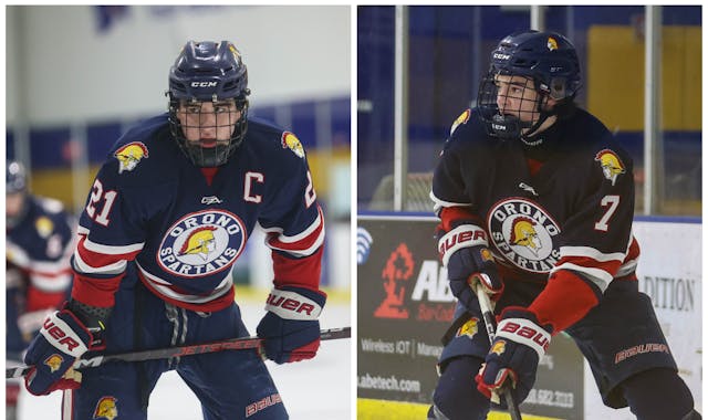 Bradley Walker (left) leads Orono in goals and points, and Avery Anderson leads in assists.